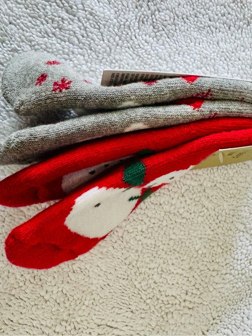 Zara Red White Green Snowman Kids Socks